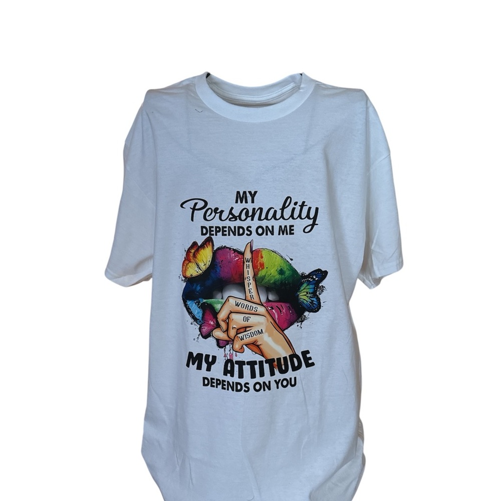 White Attitude Graphic Women's Tee